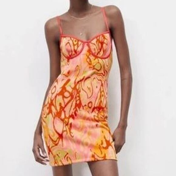 Zara Jacquard Stretch Bodycon Mini Dress Small - Picture 1 of 9